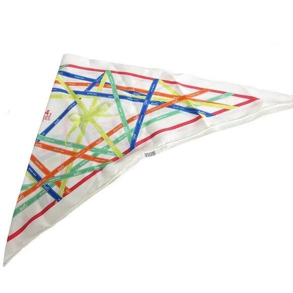 Auth HERMES Scarf Off White/Multicolor silk - Picture 1 of 8